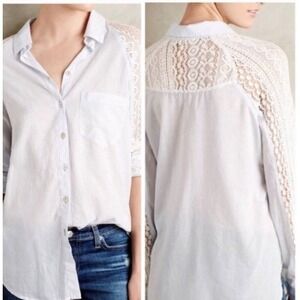 NEW Holding Horses Anthropologie Cotton Lace Button Up‎ Top Western Cowgirl XS